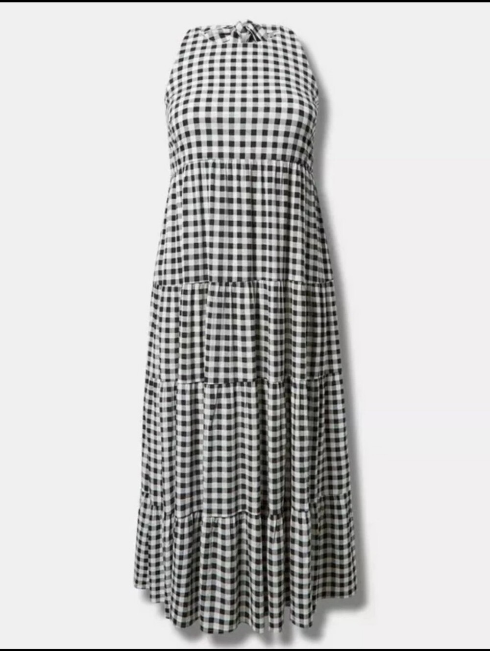 torrid Black and White Gingham Tiered Halter Maxi Dress